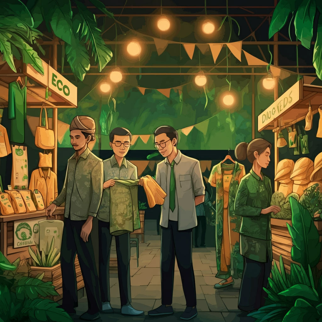 A group of people shopping for fabrics at a local market